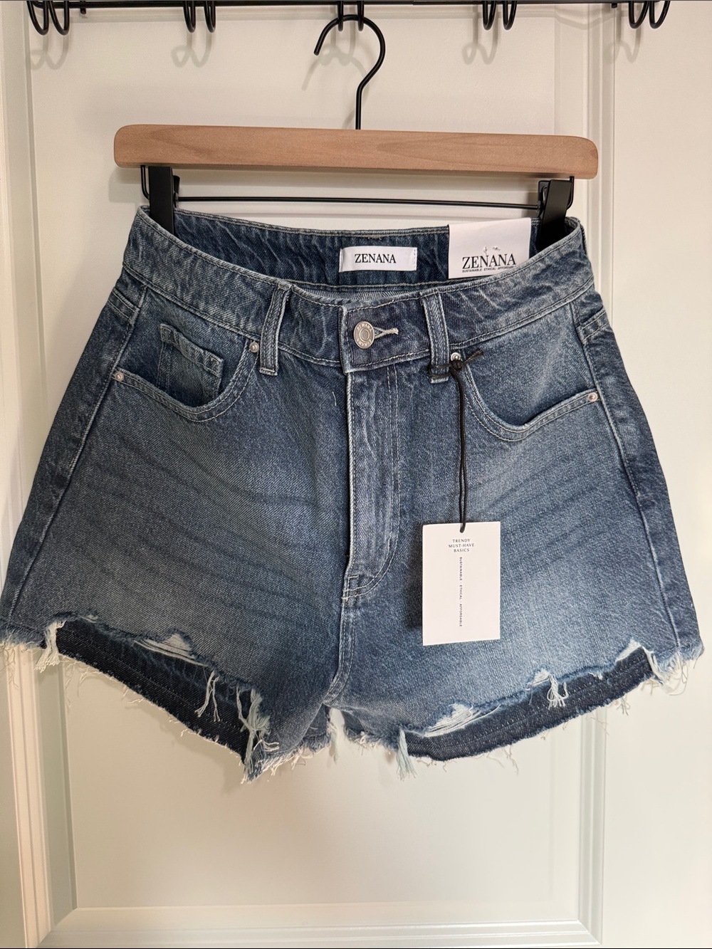 Zenana Outfitters Distressed Blue Denim Cutoff Shorts